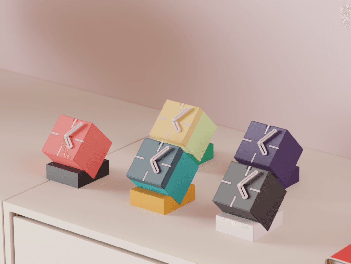 QuirkyCube Desk Clock - 3D printed geometric desk clock